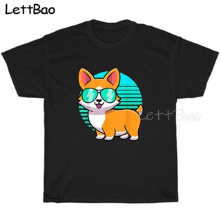 Men Tshirts Vintage Retro Corgi Dog Kawaii Funny T-Shirt Cotton T Shirt Summer Short-Sleeve Korean Clothing Summer _04