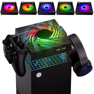 พัดลมระบายความร้อน เปลี่ยนความเร็วได้ พร้อมอุณหภูมิ ไฟ RGB 2 พอร์ต USB สําหรับคอนโซล Xbox Series X ชาร์จ ส่งข้อมูล 2 ที่