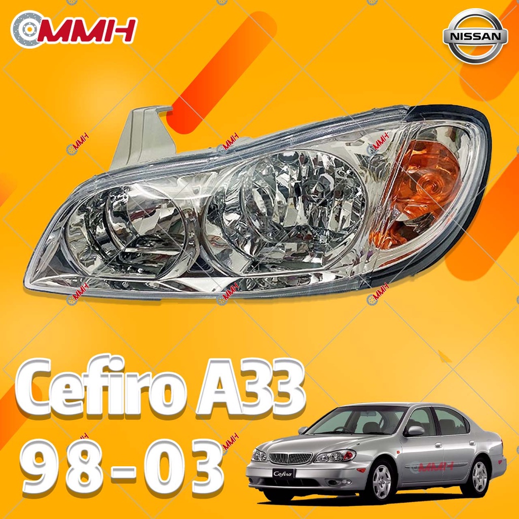 หลอดไฟหน้า สําหรับ Nissan Cefiro A33 98 99 00 01 02 03 04 ไฟหน้าสำหรับ ไฟหน้า โคมไฟหน้า ไฟหน้า​โปรเจค​เตอร์​ โคมไฟหรถยนต์ เลนส์กระจก headlamp headlight front light lens