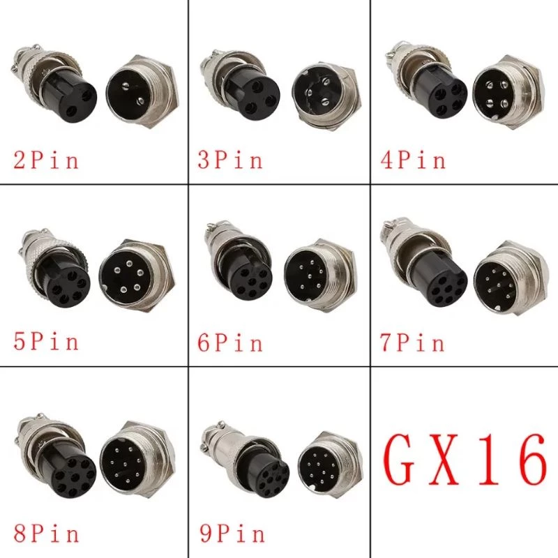 GX16ตัวเชื่อมต่อโลหะ GX16 2, 3, 4, 5, 6, 7, 8 Pin ชาย & หญิงวงกลมปลั๊ก/ซ็อกเก็ตสายไฟ Mount ตัวเชื่อมต่อ
