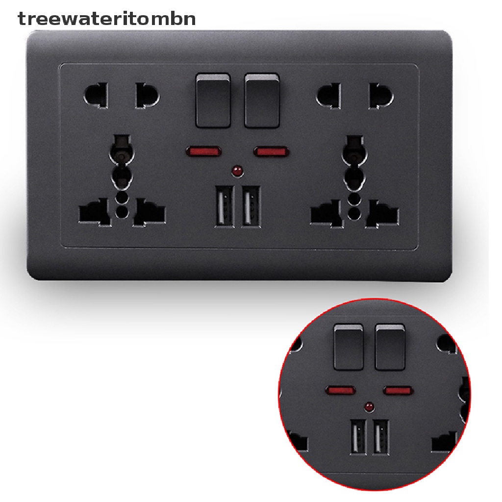 (Tt) ซ็อกเก็ตปลั๊ก EU มาตรฐาน สีเทา สําหรับติดผนัง treewateritombn