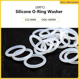 White Silicone O-Ring Washer CS2.4MM  OD6~60MM  Thickness 2.4mm VMQ Rubber Seal Ring Heat-Resistant Food Grade ปะเก็นแหวนยางซิลิโคน  เกรดอาหาร สีขาว