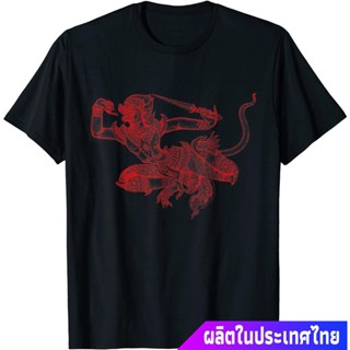 เสื้อยืดผู้ แขนสั้นcrew neckประเทศไทย หนุมาน พระพุทธเจ้า เทพเจ้าลิง Hanuman Illustration Vintage Hindu Ramayana T-Shirt