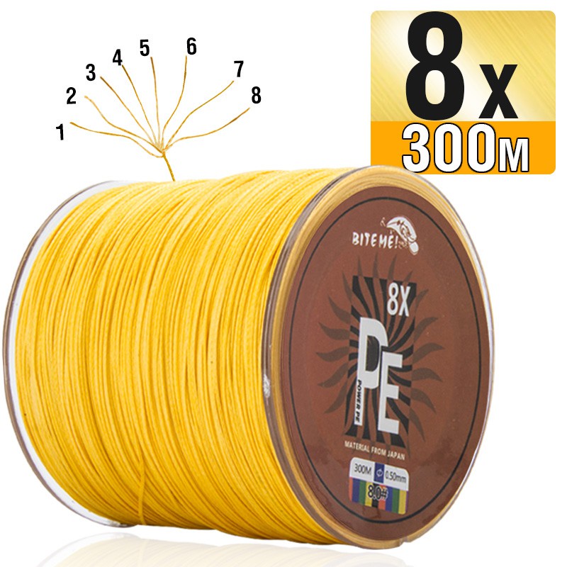 เชือกตกปลา Biteme 8x 300m PE สายตกปลาถัก 8 strand 10-80lb Multifilament สายตกปลาสาย PE