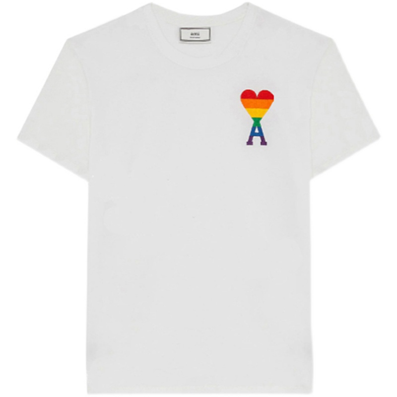 Alexandre Mattiussi A M เสื้อยืดแขนสั้น พิมพ์ลายตัวอักษร ไล่โทนสีรุ้ง สําหรับผู้ชาย และผู้หญิง