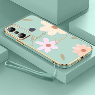 เคสมือถือ แบบนิ่ม ลายดอกไม้ พร้อมสายคล้อง สําหรับ Infinix Hot 20i X665C X665E Hot 20 Play X6825