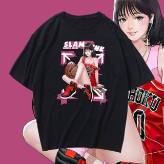 Slamdunk short-sleeved t-shirts male red wood haruko popular logo T-shirt 2022 d灌篮高手短袖T恤男赤木晴子潮牌t恤2022天潮流宽松纯棉动漫衣服12._09