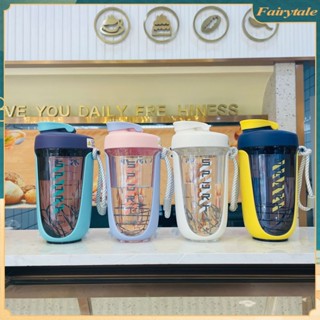 550Ml กีฬาถ้วยน้ำ Shaker ขวดโปรตีนผสม Shake Cup ความจุขนาดใหญ่กีฬาฟิตเนสขวดน้ำแบบพกพาเชือก【Fairytale】