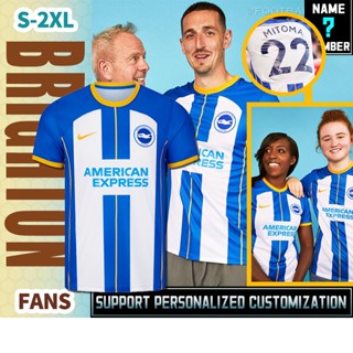 เสื้อกีฬาแขนสั้น ลายทีมชาติฟุตบอล Brighton Home 22-23 Fans ไซซ์ S-2XL จัดส่งในวันถัดไป