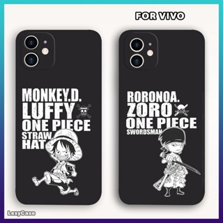 เคสโทรศัพท์มือถือ ซิลิโคนนุ่ม ลายอะนิเมะลูฟี่ สีดํา สําหรับ Vivo Y12 Y12S Y16 Y20 Y20S Y21 Y22 Y35 Y53S Y91C Y91 Y95 Y1S V9 V15 V20 V25 S1 Piece - เคส Vivo ล่าสุด 2023