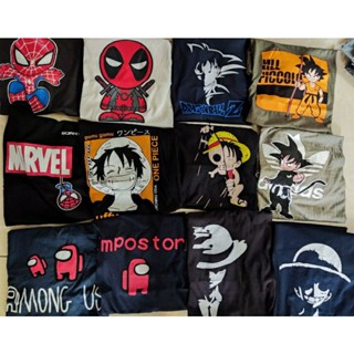 Cotton t shirt dewasa one piece luffy dragon ball goku marvel spiderman naruto iron man_08