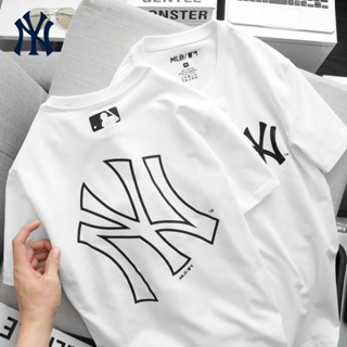 เสื้อยืดคอกลมเอ็นวาย NY MLB เสื้อยืดคอกลม เสื้อขาว เสื้อตราหานคู่ เสื้อยืดผู้หญิงสีดำ เสื้อยืด ผู้ชาย แบรนด์เนม