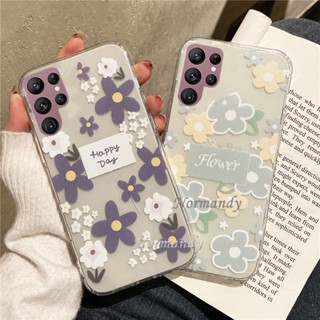 ใหม่ เคสป้องกันโทรศัพท์มือถือใส แบบนิ่ม ลายดอกไม้ สําหรับ Samsung Galaxy S23 Ultra S23+ S22 Ultra Plus A14 5G 2023