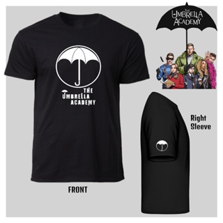 เสื้อคู่วินเทจ - เสื้อยืดซีรีส์ทีวี The Umbrella Academy ชื่อเรื่องโลโก้ (เสื้อยืดสีดํา, สีขาว, เสื