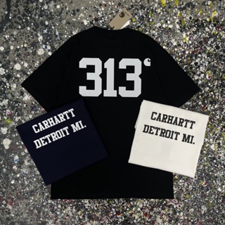 CARHARTT เสื้อยืดแขนสั้น พิมพ์ลายโลโก้ Carhart Cargo 313 แฟชั่นคู่รัก สไตล์อเมริกัน