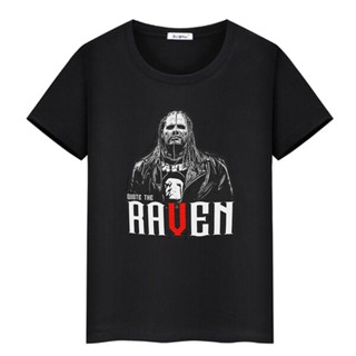 เสื้อยืดลําลอง ผ้าฝ้าย แขนสั้น คอกลม พิมพ์ลายมวยปล้ํา The Raven Extreme Championship สําหรับผู้ชาย