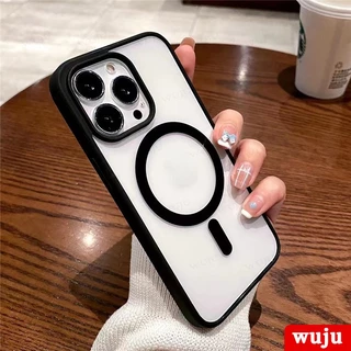 WUJU การชาร์จแบบไร้สายด้วยแม่เหล็กอะคริลิกใสด้าน เคสโทรศัพท์ เคสไอโฟน เคสไอโฟน Case Compatible For iPhone 17 16 11 12 13 14 15 Pro Max XR X XS Max Plus Air