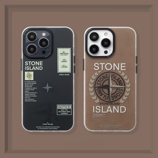 STONE ISLAND 【เคสแข็ง】เคสโทรศัพท์มือถือ ผิวด้าน ลายหินเกาะ สีดํา สีน้ําตาล สําหรับ iPhone 14 13 12 Pro max 13Pro 12Pro 12 11 14 plus