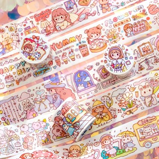 Peach Cute cartoon girl figure sticker tape  Diary Scarpbooking DIY Decoration Washi Tape