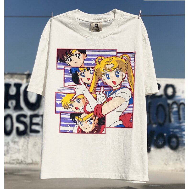 เสื้อยืดพิมพ์ลายพรีเมี่ยม เสื้อยืดคอกลม แขนสั้น พิมพ์ลายเซเลอร์มูน เซเลอร์มูน สไตล์เรโทร สําหรับผู้หญิง