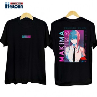 tshirt Holoun Chainsaw Man ใหม่ เสื้อยืดลําลอง แขนสั้น พิมพ์ลายอนิเมะ Makima Denji Aki Hayakawa ของขวัญวันฮาโลวีน สําหรั