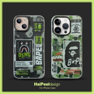 【เคสแข็ง】เคสโทรศัพท์มือถือ ลายพราง ปากฉลาม BAPE สองด้าน สําหรับ iPhone 14 13 12 Pro max 13Pro 12Pro 12 iPhone 11 14 plus