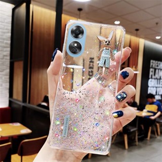 พร้อมส่ง ใหม่ เคสโทรศัพท์มือถือ ซิลิคอน TPU ใส ปิดด้านหลัง ลายกระต่าย ประดับเลื่อม วิบวับ แฟชั่น สําหรับ OPPO Reno8 T Reno 8T 5G 4G 2023