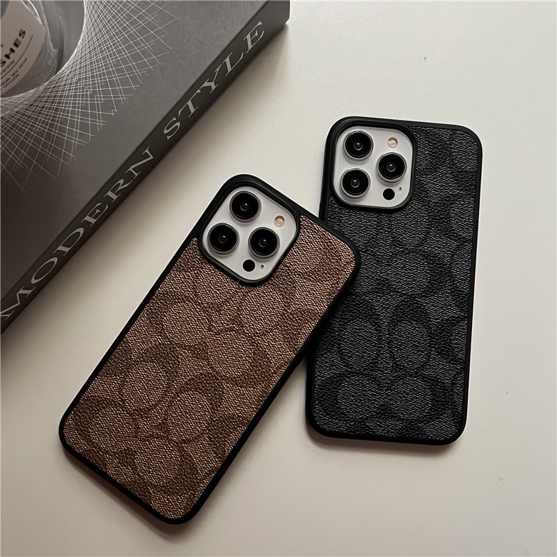 หรูหรา Coac คุณภาพสูงหนังเคสโทรศัพท์สําหรับ iPhone 16 11 12 13 14 15 Pro Max 16 15 14 Plus 7 8 Plus X XR XS Max แฟชั่นป้องกันลายนิ้วมือกันกระแทกขอบนุ่ม TPU ป้องกันปลอก