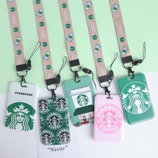 Starbucks กระเป๋าใส่บัตรประจําตัวประชาชน บัตรพนักงาน บัตรเครดิต บัตรประจําตัวประชาชน แบบยาว แนวสร้างสรรค์ สําหรับนักเรียน