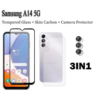 3in1 ฟิล์มกระจกนิรภัยกันรอยหน้าจอ แบบเต็มจอ สําหรับ Samsung A14 5G A04 A04e A04s A03s A03 A13 A12 A73 A53 A33 A23 A72 A52 A52s 5G