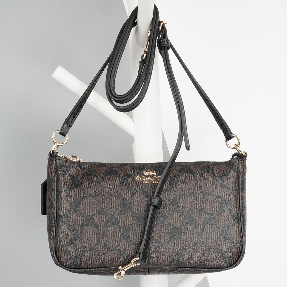 Coach F36674 กระเป๋าหูหิ้ว สีน้ําตาล สีดํา