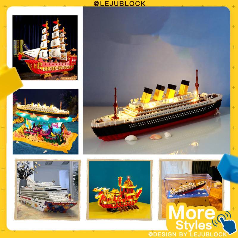 【🚢LEJUBLOCK💯】บล็อกตัวต่อไททานิค ของเล่นเด็ก โมเดลเรือ ของเล่นเด็กผู้ชาย ของขวัญแฟน ของขวัญวันเกิด ตัวต่อ ล่องเรือ เรือบรรทุกเครื่องบิน เรือโจรสลัด นาโนบล็อก ของขวัญOne Piece Titanic model toy nanoblock