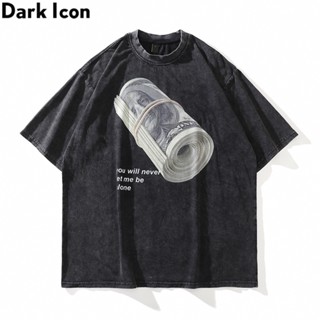 เสื้อยืด ผ้าฝ้าย พิมพ์ลาย Dark Icon US Dollar โอเวอร์ไซซ์ สไตล์ฮิปฮอป แฟชั่นฤดูร้อน สําหรับผู้ชาย 2022y_04