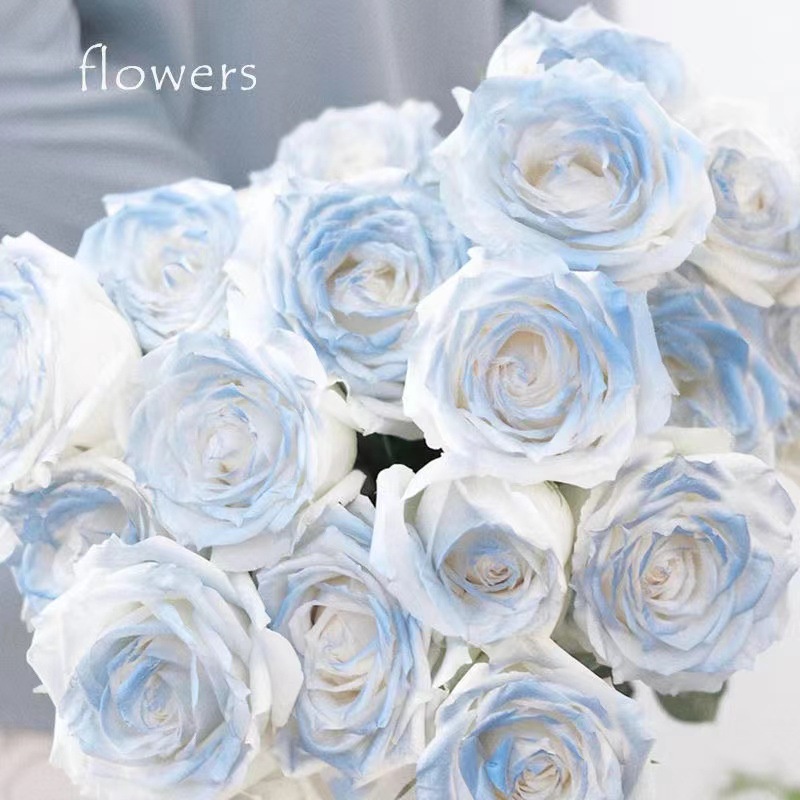 ดอกกุหลาบประดิษฐ์ แบบกิ่งยาว สีฟ้าน้ําแข็ง สําหรับตกแต่งงานแต่งงาน งานแสดงความรัก เจ้าสาว ในร่ม 1 ชิ้น - รูปที่ 6