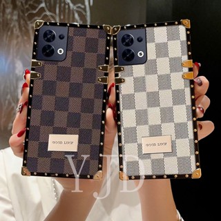 Yjd เคสโทรศัพท์ ขอบตรง กันกระแทก ลายตารางหมากรุก หรูหรา สําหรับ OPPO Reno8 Pro Reno8 Z Reno8 T Reno7 Z Reno6 Z