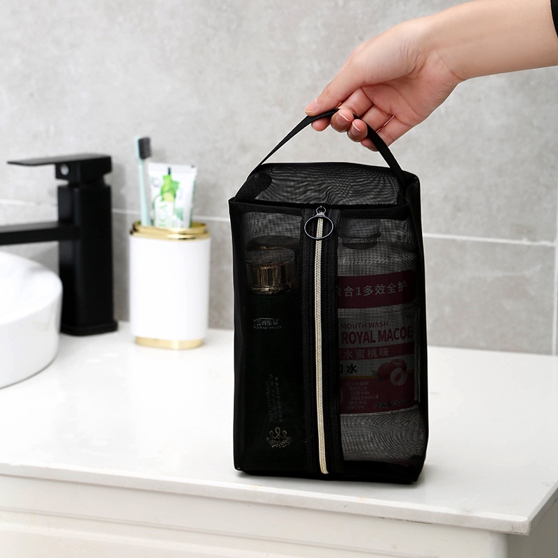 [ Featured ] กระเป๋าเครื่องสําอาง ผ้าตาข่าย แบบใส ขนาดใหญ่ จุของได้เยอะ สีดํา ของใช้ในครัวเรือน สําหรับห้องน้ํา เดินทาง