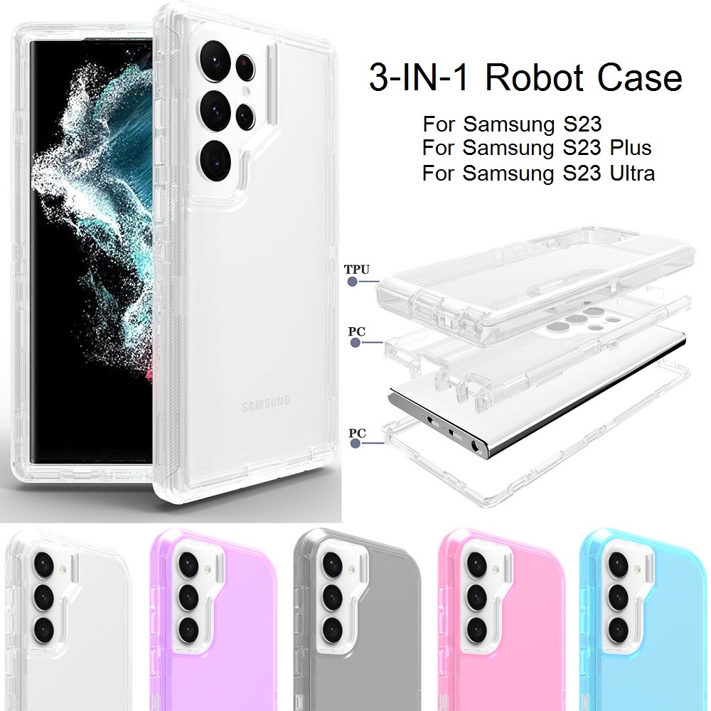 3-In-1 โปร่งใสกันกระแทกเกราะสําหรับ SamsungA S26 Ultra S25 Ultra S24U S23/Glaxy S23 Plus/S23 Ultra D