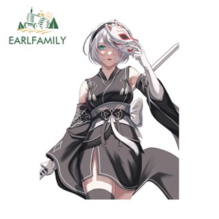 Earlfamily สติกเกอร์ กันแดด กันรอยขีดข่วน ลายเด็กผู้หญิงน่ารัก 2B NieR:Automata 13 ซม. x 10 ซม. สําหรับติดตกแต่งรถยนต์