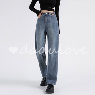 DaDulove💕New Korean Version of Ins Washed Retro Jeans High Waist Loose Wide Leg Pants Womens Straight Pants