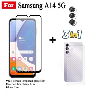 Samsung A14 5G ฟิล์มกระจกนิรภัย แบบเต็มจอ สําหรับ A 14 5G 3 in 1 ตัวป้องกันหน้าจอเลนส์กล้อง