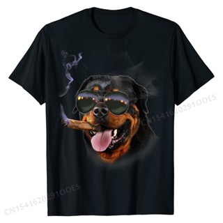 T-Shirt, Rottweiler with Cigar Wearing Aviator Sunglass, Dog Casual T Shirts for Men Cotton Tops Shirt Summer Disco_04