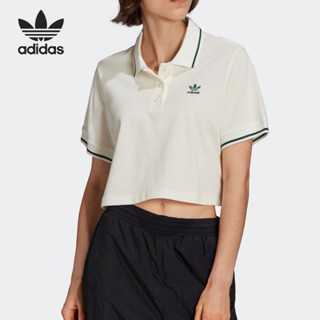 Adidas ของแท้ 100% เสื้อโปโลแขนสั้น ปักลายโลโก้น่ารัก ระบายอากาศ สําหรับผู้หญิง H56468