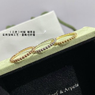 [S925 Silver] แหวนแฟชั่น ประดับลูกปัด V.C&amp;A สไตล์คลาสสิก เรียบง่าย