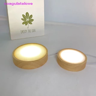 Coagulatelove Round LED Night Light Base ขาตั้งจอแสดงผลสําหรับตกแต่งแก้วคริสตัล [HOT]