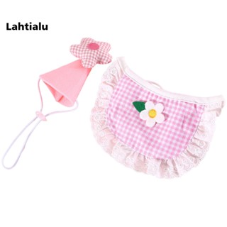 Lahtialu 2 ชิ้น / เซต เครื่องประดับ สุนัข หมวกเอี๊ยม อุปกรณ์เสริมสัตว์เลี้ยง สุนัข วันเกิด เด็กผู้ชาย ผ้าพันคอ ผ้ากันเปื้อน หมวก ชุดลูกไม้