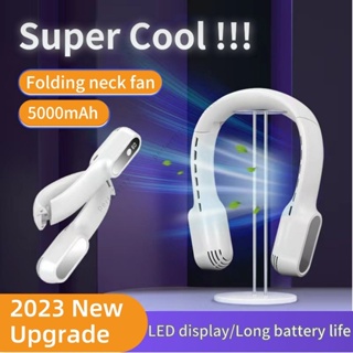 [พร้อมส่ง] พัดลมระบายความร้อน ไร้ใบพัด ชาร์จ USB หน้าจอ LED 3 ความเร็ว 5000mA 2023 สําหรับเล่นกีฬา กลางแจ้ง ออฟฟิศ