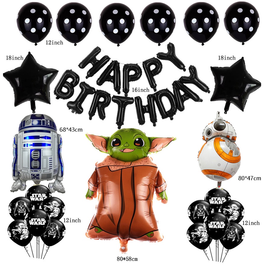 Star Wars Theme BB8 & R2D2 หุ่นยนต์ฟอยล์บอลลูน 12 ชิ้นลูกโป่งยางชุดตกแต่งงานเลี้ยงวันเกิด
