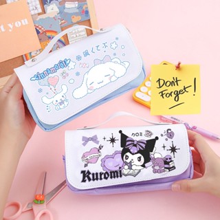 SANRIO กระเป๋าดินสอ อเนกประสงค์ ขนาดใหญ่ จุของได้เยอะ ลายการ์ตูน Kuromi Melody Cinnamoroll เหมาะกับของขวัญวันหยุด สําหรับนักเรียนหญิง