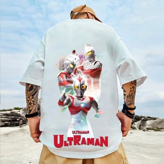 【M-8XL】 Plus Size Mens Summer Handsome Loose O Neck Short-sleeved Men S Ultraman Pattern Five-point Sleeve Tops Me_05