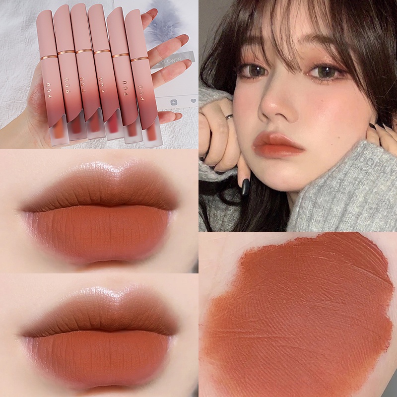 Velvet Matte Lip Gloss ติดทนนานไม่ซีดจางลิปสติก Waterproof Lip Tint Lip Glaze Lip Cream